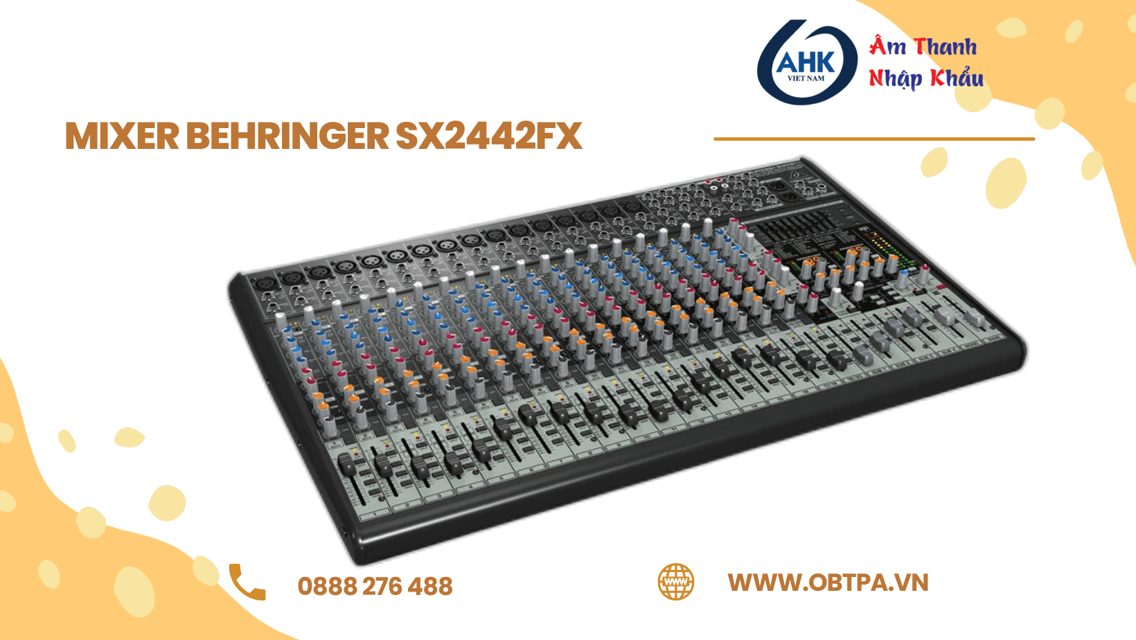 Mixer Behringer SX2442FX 24 input 4 Bus tích hợp Mic Preamp EQ USB 2 x FX