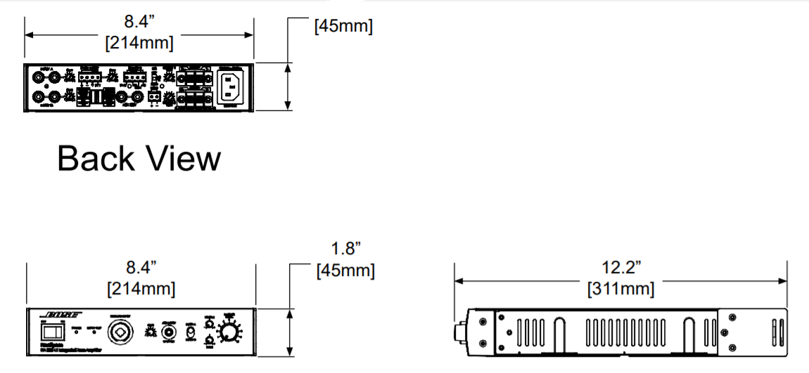 bản vẽ kích thước amply Bose IZA-190hz