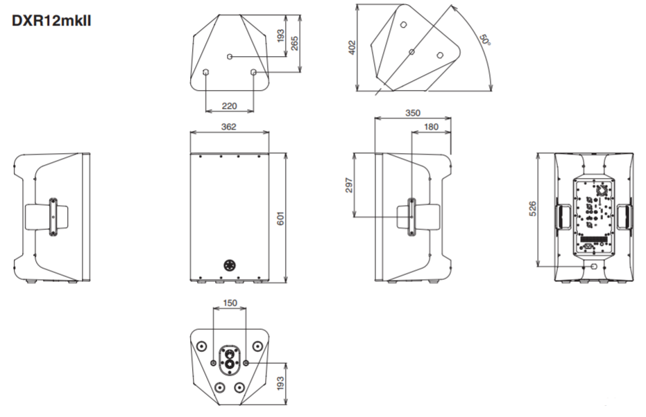 bản vẽ kích thước loa sân khấu yamaha dxr12mkII