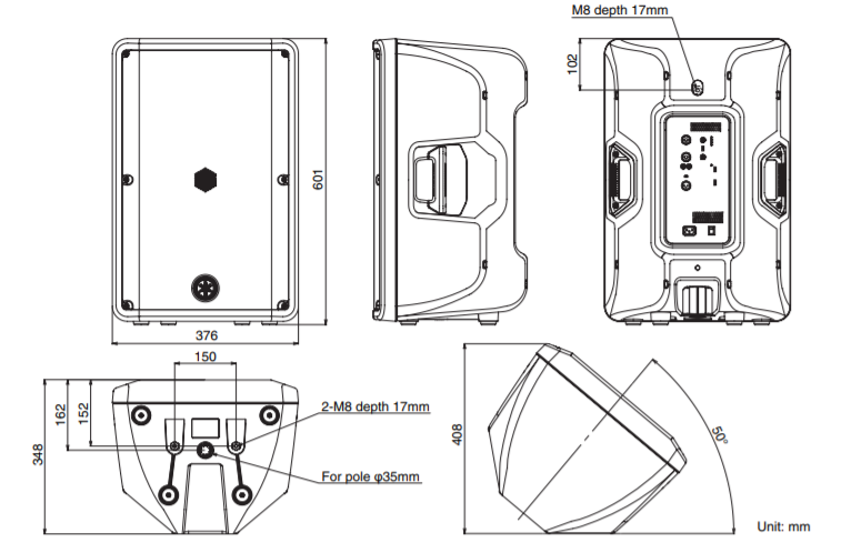 bản vẽ kỹ thuật loa yamaha dbr12 chính hãng