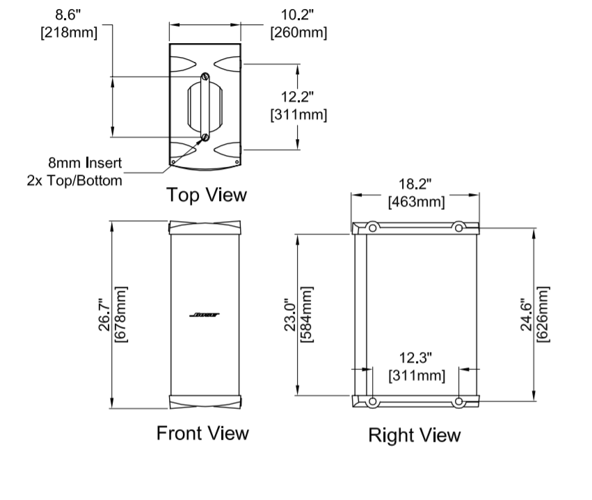 kích thước loa bose MB4