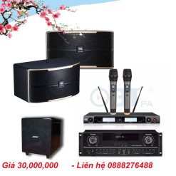 Dàn karaoke gia đình 30 triệu ( Loa karaoke JBL Pasion 10, Amply liền vang OBT LA-2200, Micro không dây OBT-8668, Sub điện Bose 1200 )
