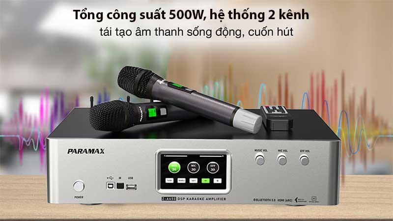 Amply karaoke tích hợp Vang số và Micro không dây Paramax Z-A450 công suất 500W